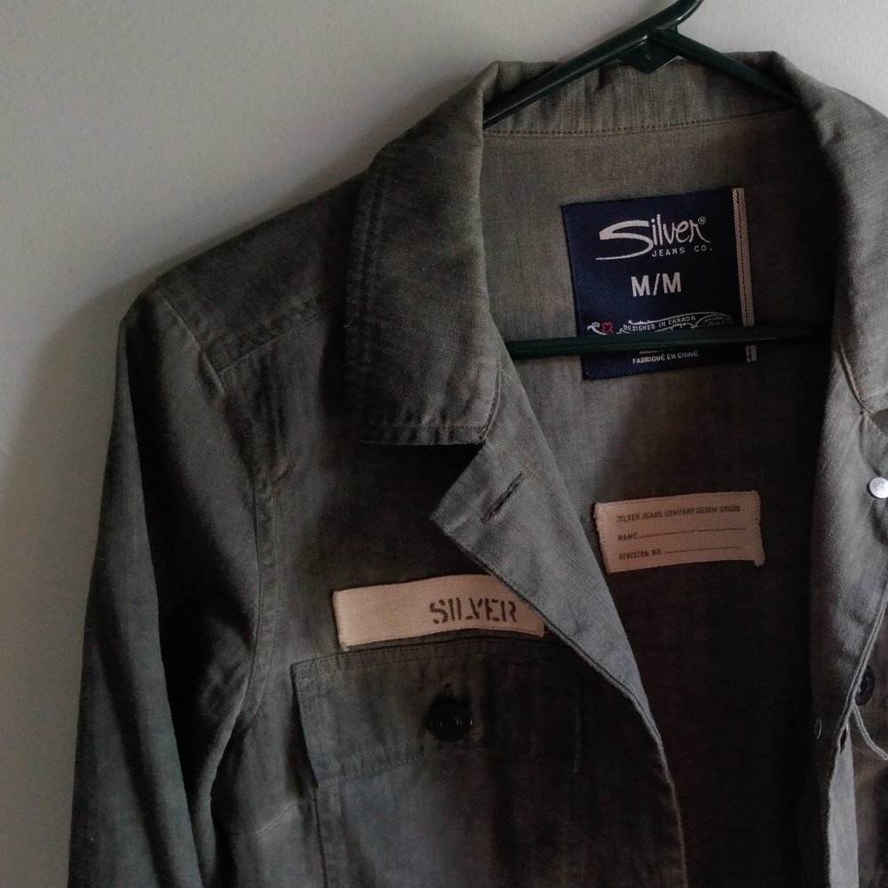 Military-style Lightweight Jacket; Cropped; 3/4 Sleeves Size Medium